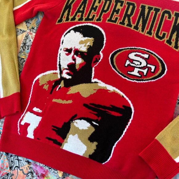 NFL Colin Kaepernick 49er Sweater #7 SF Size Small - Ugly Sweater TEAM APPAREL - Picture 2 of 8